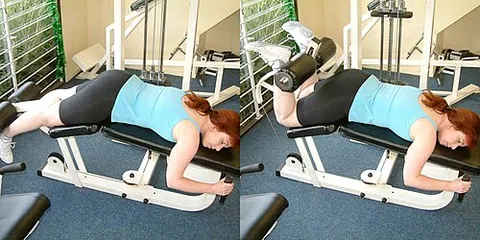 leg curl: an exercise performed on a machine in which the hamstring muscles are exerted to bend the knee...