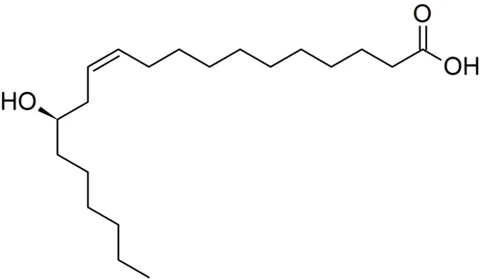 lesquerolic acid: a hydroxy acid found in the oil of most species of Lesquerella (= Physaria; the bladderpods)