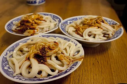 liangpi: a noodle-like Chinese dish made from wheat or rice flour originating from the cuisine of Shaanxi...
