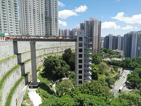 lift tower: a building specifically built for enclosing lifts (elevators), sometimes including stairs