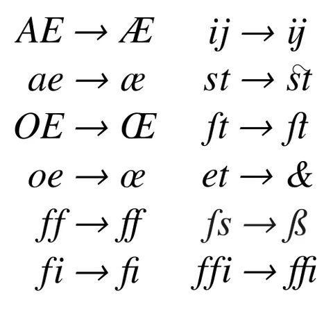 ligature: the act of tying or binding something