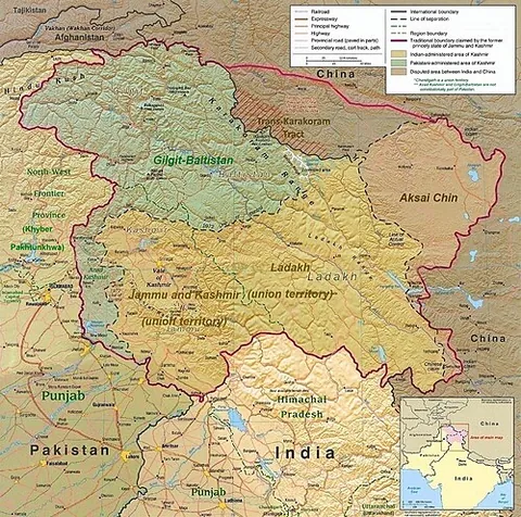 line of control: the line which separates the Indian-administered union territories of Jammu and Kashmir and Ladakh...