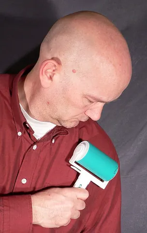 lint roller: a roll of adhesive paper mounted on a central spindle with an attached handle, used to remove lint...