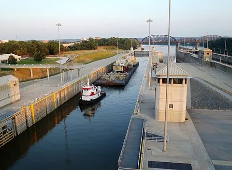 lock through: to travel through a lock, or a flight of locks, on a waterway
