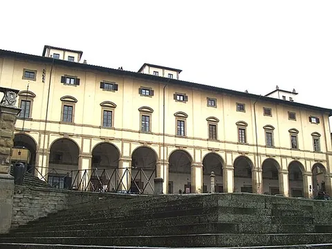 loggia: a roofed, open gallery, usually on an upper level