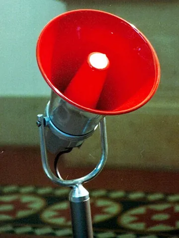 loudhailer: a megaphone or bullhorn