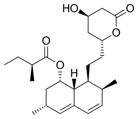 lovastatin: a statin that inhibits the synthesis of cholesterol