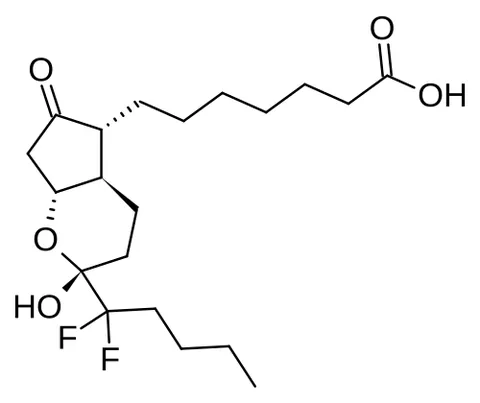 lubiprostone: a laxative drug C₂₀H₃₂F₂O₅ taken orally in the treatment of chronic constipation and irritable...