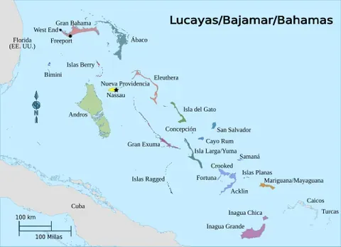 lucayan archipelago: an island group in the North Atlantic Ocean composed of The Bahamas and the Turks and Caicos Islands