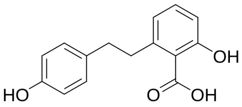 lunularic acid: a dihydrostilbenoid found in the liverwort Lunularia cruciata and in the roots of Hydrangea...