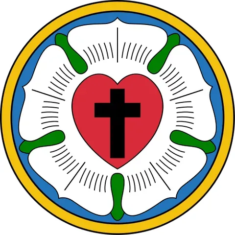 luther rose: a symbol of Lutheranism, depicting a cross inside a rose in a circle