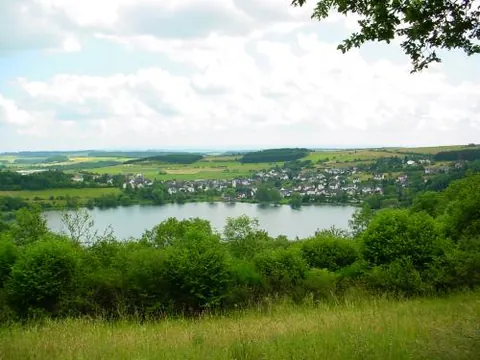 maar: a broad volcanic crater, usually filled with water to form a lake