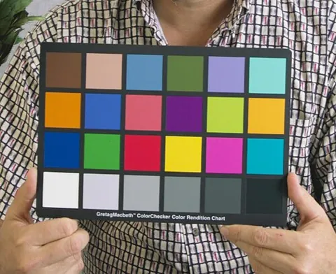macbeth chart: an arrangement of squares of painted samples used to calibrate colors