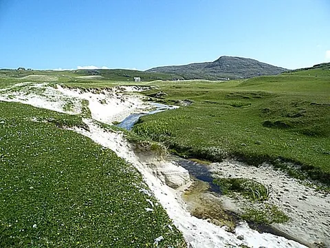 machair: a type of calcareous sandy terrain formed mostly from seashells, found by the coast in areas of...