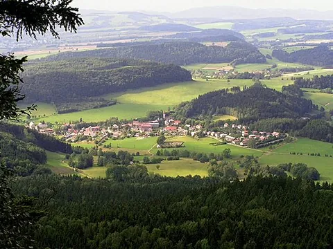 machov: a market town and municipality in Náchod District, Hradec Králové Region, Czech Republic, lying...