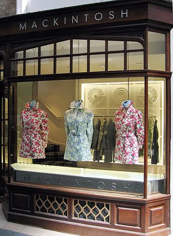 mackintosh: a waterproof long coat made of rubberized cloth