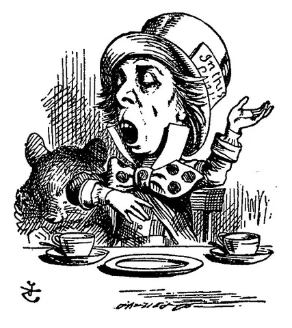 mad hatter: a lunatic; a highly eccentric person