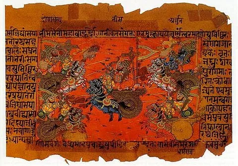 mahabharata: an ancient Sanskrit epic concerning some text of the Bhagavad Gita, including elaborations on...