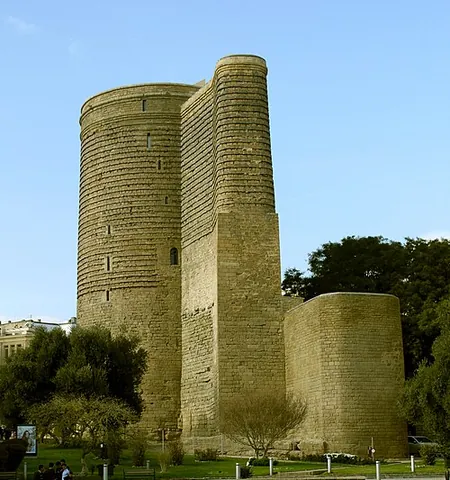 maiden tower: a historic 12th-century tower located in the Old City of Baku, Azerbaijan