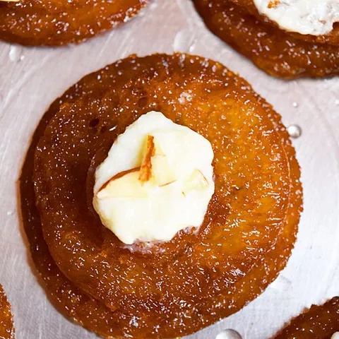 malpua: a type of sweet syrupy pancake dessert popular in Northern India