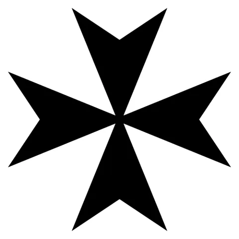 maltese cross: a cross having four equal arms resembling arrowheads joined at the points