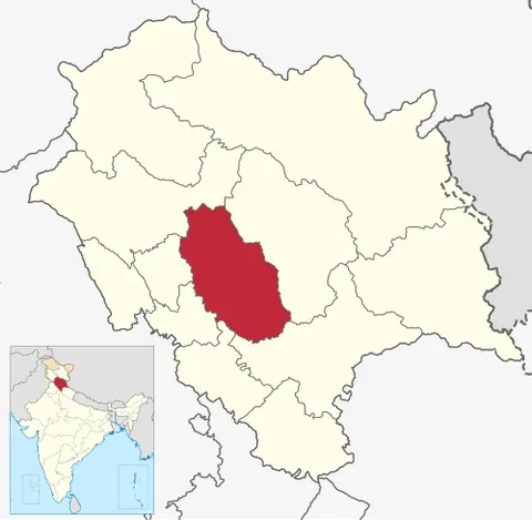 mandi district: one of the three districts in the Kullu Division of the Himachal Pradesh in the Republic of India