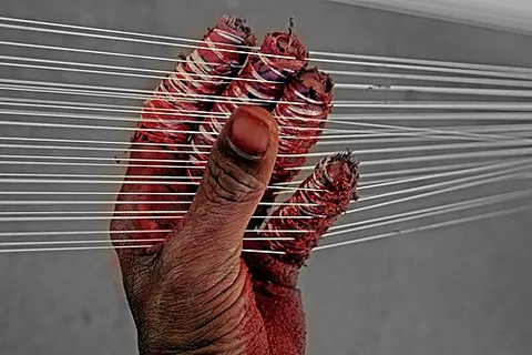 manja: string coated with crushed glass and attached to a kite, used to cut the strings of other kites in...