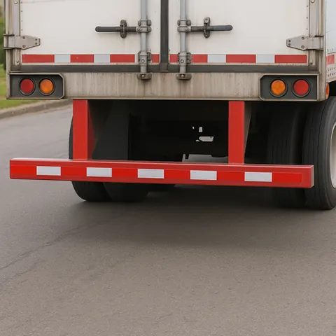mansfield bar: an underride guard installed on the rear of large trucks or trailers to prevent smaller vehicles...