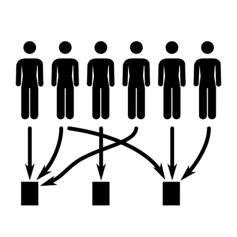 many-to-many: having the property that many elements of one set may be assigned by the relationship to any...