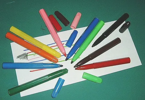 marker: a felt-tipped pen, a marker pen