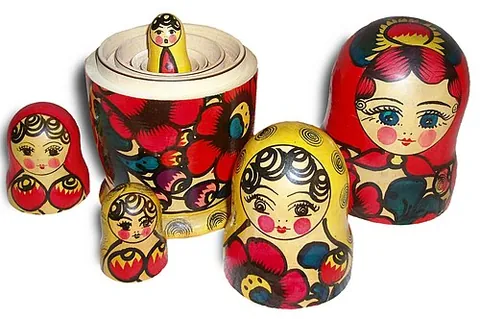 matryoshka: one of a set of wooden Russian dolls of different sizes, designed such that each fits inside the...