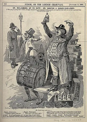 medicaster: a quack doctor; someone who pretends to have medical knowledge