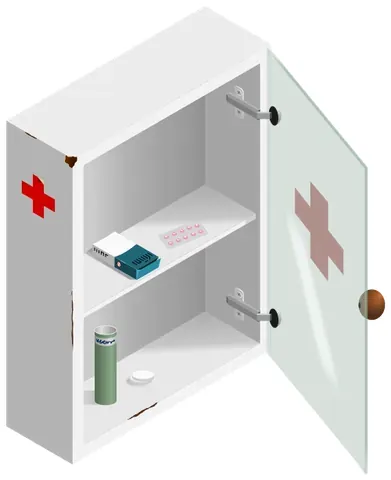 medicine cabinet: a cupboard where drugs and medical paraphernalia are stored