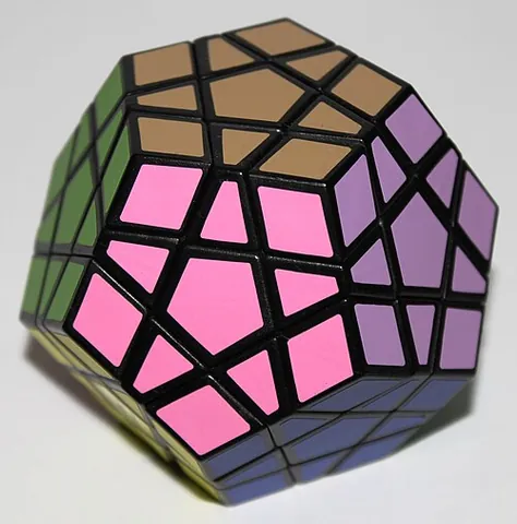 megaminx: a puzzle similar to a Rubik's Cube but shaped like a dodecahedron