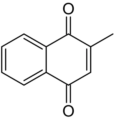 menadione: a synthetic yellow compound C₁₁H₈O₂ with the biological activity of natural vitamin K menaquinone,...