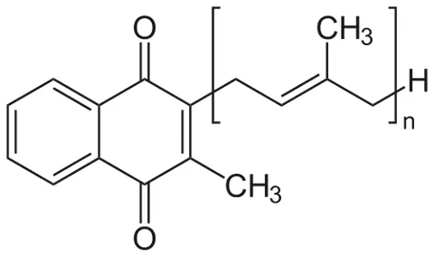 menaquinone: a pale yellow crystalline naphthoquinone C₄₁H₅₆O₂ that is obtained especially from putrefied fish...