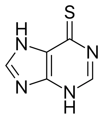 mercaptopurine: an thiol antimetabolite C₅H₄N₄S that interferes especially with the metabolism of purine bases and...