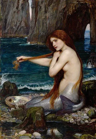 mermaid: a mythological creature with a woman's head and upper body, and a tail of a fish