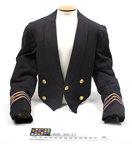 mess jacket: a double-breasted jacket, part of mess kit