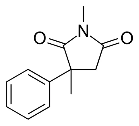 mesuximide: an anticonvulsant drug C₁₂H₁₃NO₂ used especially in the control of absence seizures