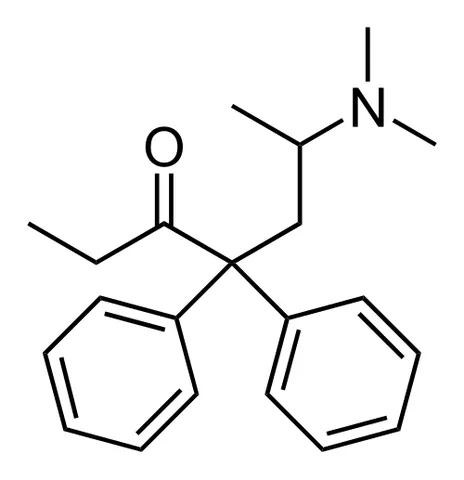 methadone: a powerful synthetic analgesic drug which is similar to morphine in its effects but less sedative...