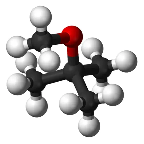 methyl tert-butyl ether: c₅H₁₂O ; an organic compound used to increase octane numbers of gasoline, through added oxygen, as...