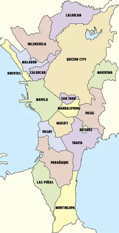 metro manila: a region and metropolitan area in the Philippines. Capital: Manila. Largest city: Quezon City