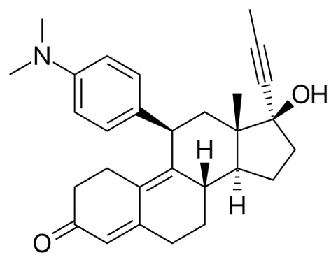 mifepristone: a steroid medication that inhibits the action of progesterone, typically given orally in...