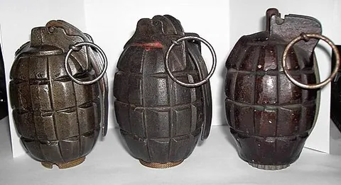 mills bomb: any of a series of British fragmentation hand grenades