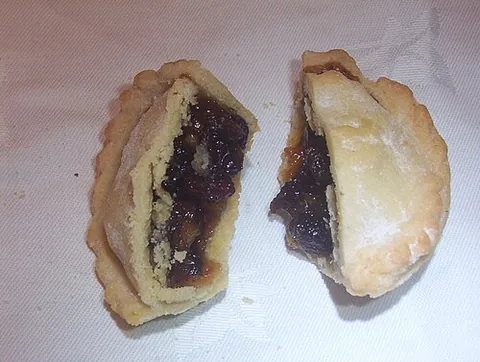 mincemeat: a mixture of fruit, spices and suet used as a filling for mince pies