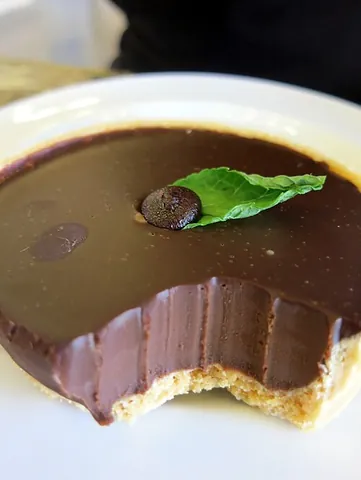 mint chocolate: sweet food made by mixing chocolate with spearmint or peppermint