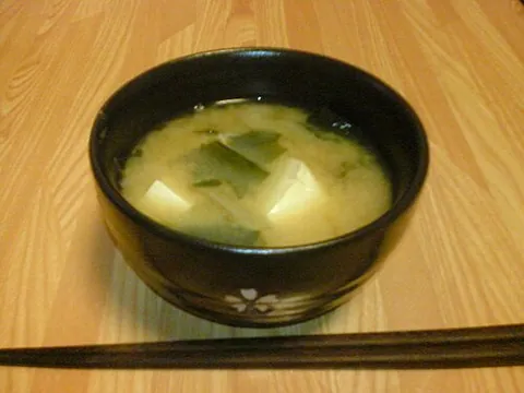 miso soup: a traditional Japanese soup consisting of a stock (dashi) into which softened miso paste is mixed
