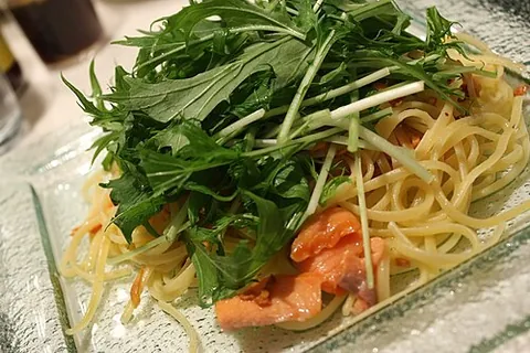 mizuna: one of several tangy green vegetables used in Japanese cuisine, usually Brassica rapa var....
