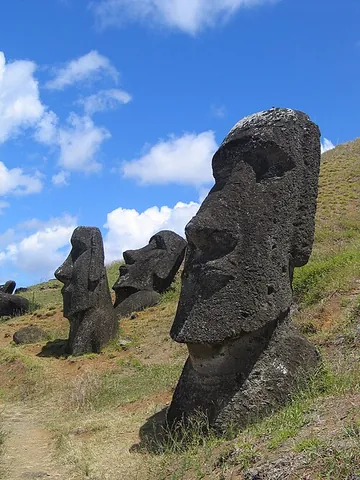 moai: one of the large stone statues on Easter Island (Rapa Nui)